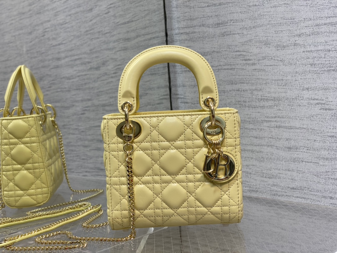 Mini Lady Dior Bag Light Yellow Cannage Lambskin